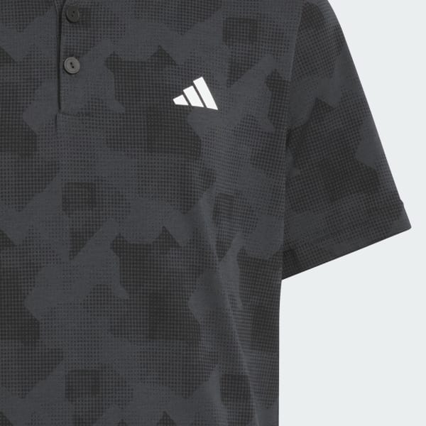 Grey Printed Scripted Polo Shirt Kids