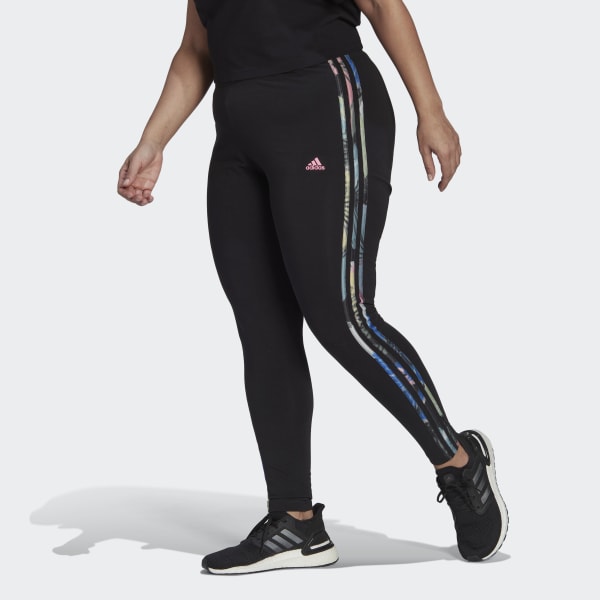 Black Essentials 3-Stripes Leggings (Plus Size) JDW82