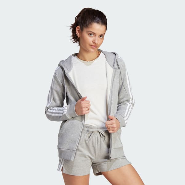 Essentials 3 Stripes Full Zip Fleece Hoodie