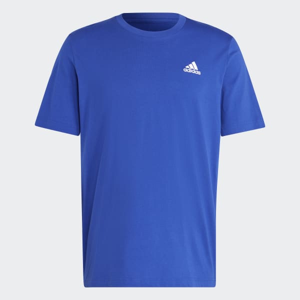 Blauw Essentials Single Jersey Geborduurd Small Logo T-shirt