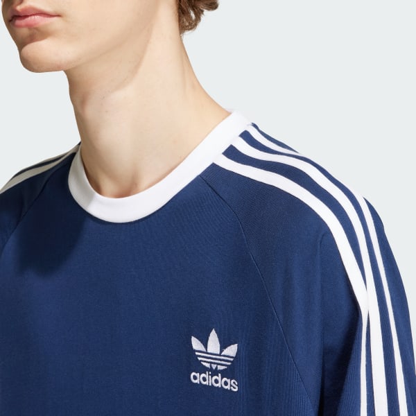 adidas ホワイト ブルー 長袖シャツ M アディダス adidas メンズ ゴルフ 長袖シャツ スリーストライプ