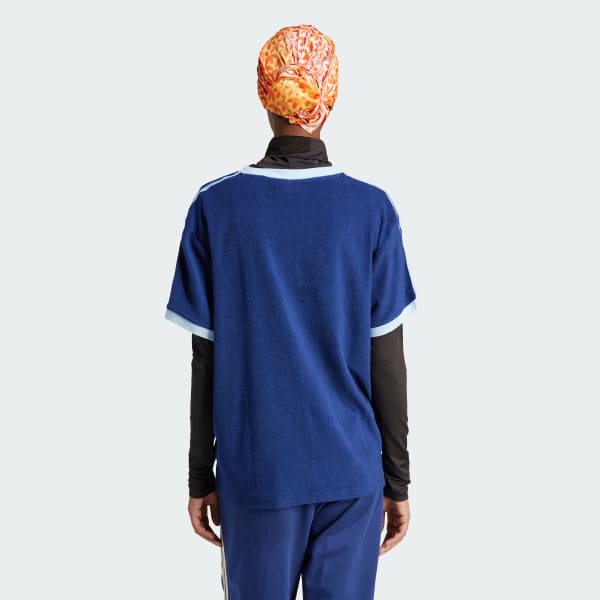Azul Camiseta Terry Três Listras