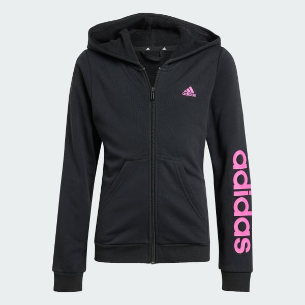 Felpa con cappuccio Essentials Linear Logo Full Zip Nero adidas adidas Italia