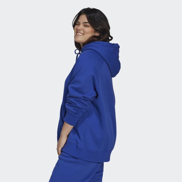 Niebieski Oversized Hooded Sweatshirt (Plus Size) UG639
