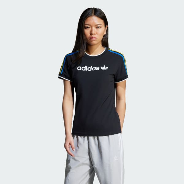 Black Linear Logo 3-Stripes Tee