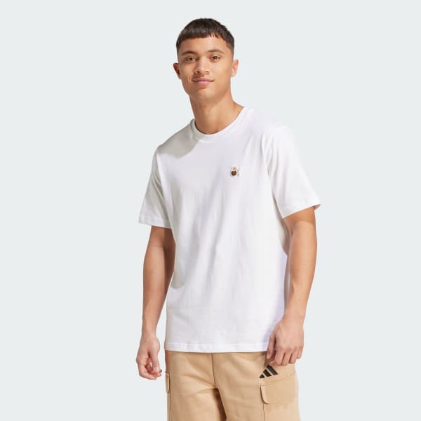 Hvit Dog Hoop Patch Graphic T-skjorte