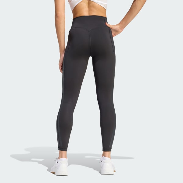 Czerń Legginsy Optime Workout 3-Stripes 7/8