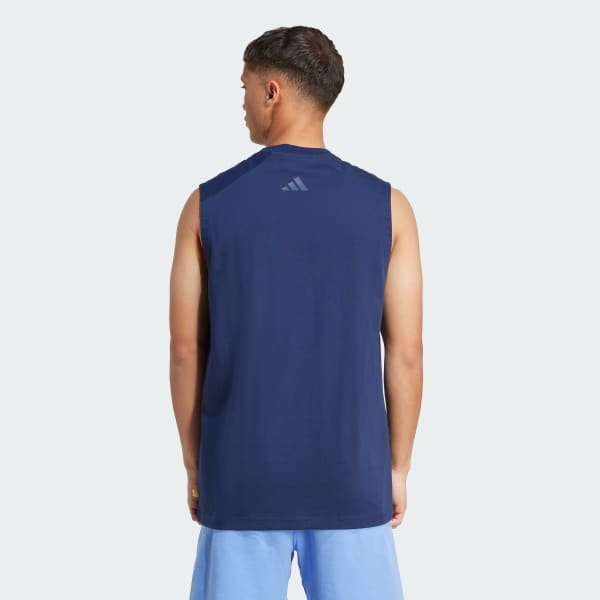 Blue Dog Hoop Patch Graphic Tank Top