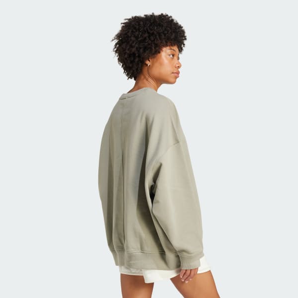 Green Essentials Linear Oversized Crew Sweatshirt