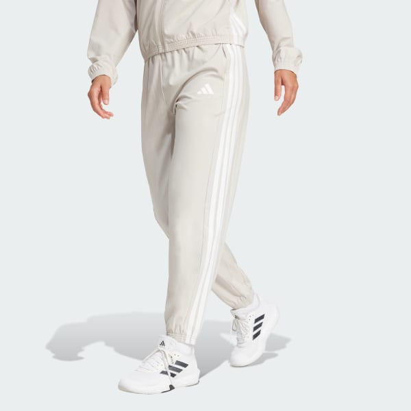 สีเบจ กางเกงขายาวผ้าทอ Train Essentials 3-Stripes