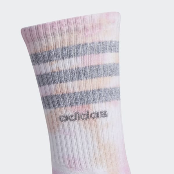 Pink 3-Stripes Color Wash Crew Socks 3 Pairs EY1103X