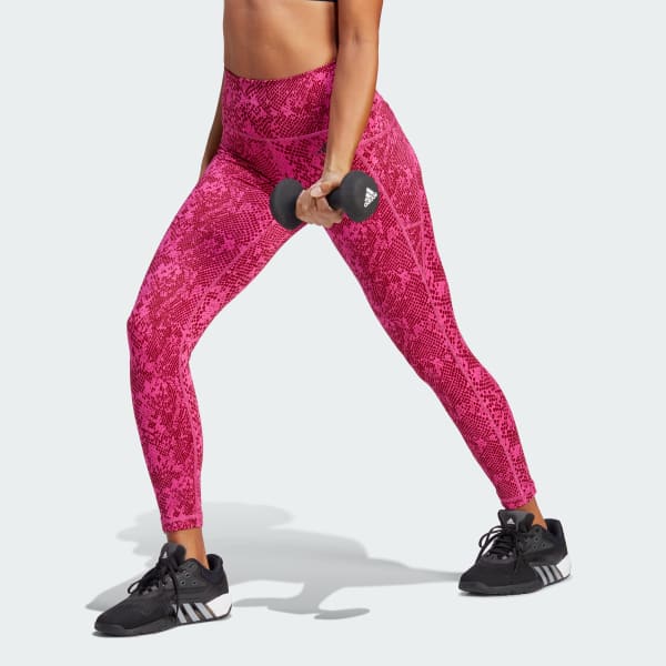 adidas Optime Stash Pocket Training Animal Print 7/8 Leggings - Pink