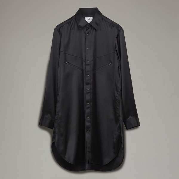 Czerń Y-3 Classic Tech Silk Shirt Dress QF679