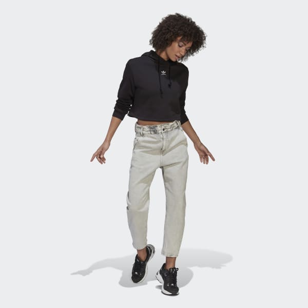 Preto Adicolor Essentials Crop Fleece Hoodie DVL69