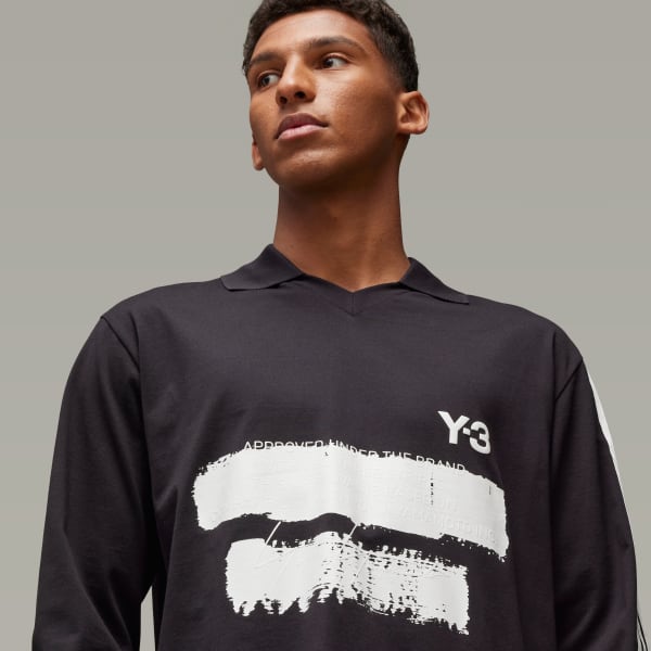 堅実な究極の Y-3 adidas Graphic Free | Black - Tee Sleeve Long Logo トップス