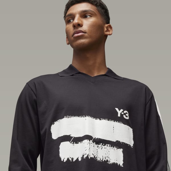 最後の1点【Y-3】Tシャツ 黒 メッシュ ロゴ タートルネック 長袖 Y-
