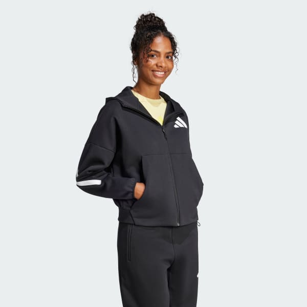 Svart adidas Z.N.E. Full-Zip Hettegenser