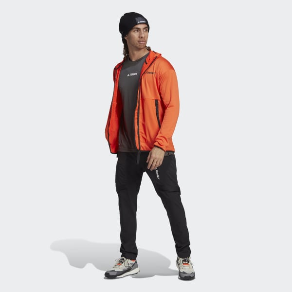 Orange Terrex Tech Flooce Light Hooded Hiking Jacket