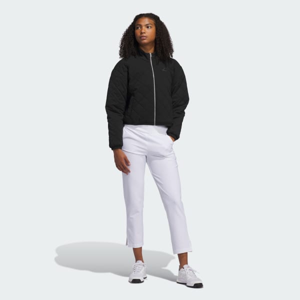 adidas　黒キルティングジャケット レディース　L　アディダス　ゴルフウェア adidas コート アウター GO-TO 撥水 フルジップ ショート丈