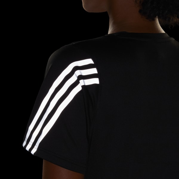 Czerń Run Icons 3-Stripes Low-Carbon Running Tee