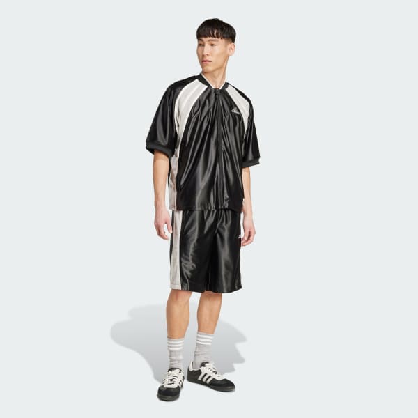 ブラック カットライン 半袖トラックトップ