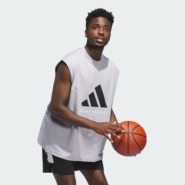 Grey adidas Basketball Sleeveless Tee (Gender Neutral)