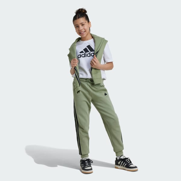 Green Future Icons 3-Stripes Cotton Tracksuit Bottoms