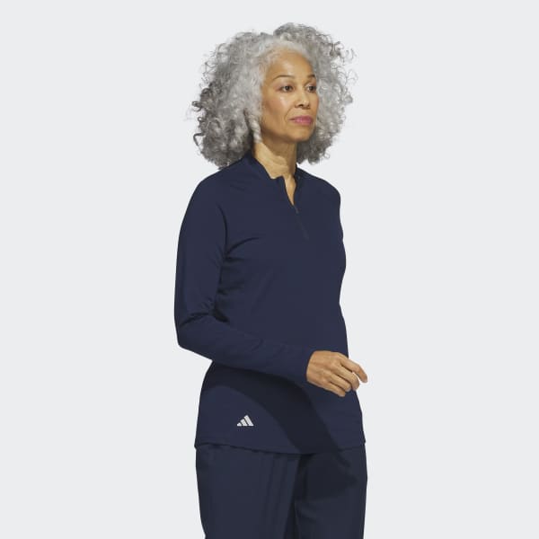 Niebieski Quarter-Zip Long Sleeve Golf Polo Shirt