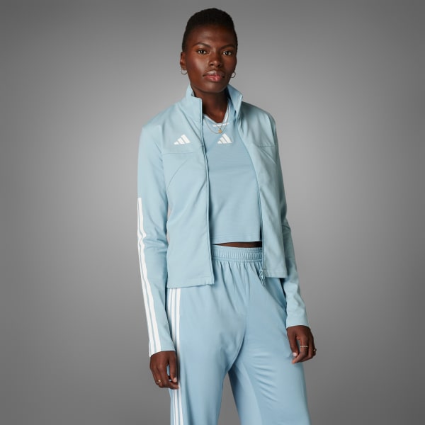 Azul Chaqueta deportiva cuello alto Tiro Cut 3 Tiras