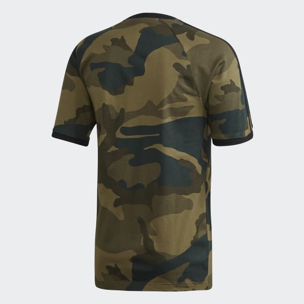 Adidas originals camouflage 3 stripe t shirt khaki clearance