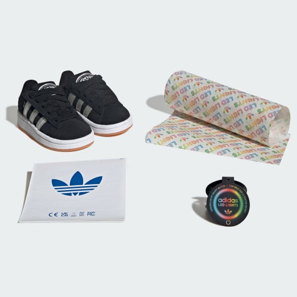 Negro Zapatillas Campus 00s con Luces LED, Sistema de Amarre de Cordones Elásticos para Niños