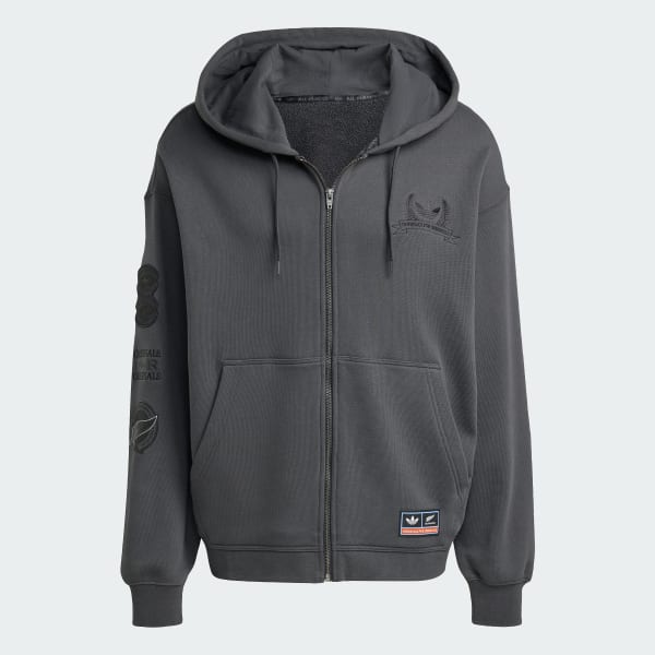 Grey adidas Originals & All Blacks Full Zip Hoodie
