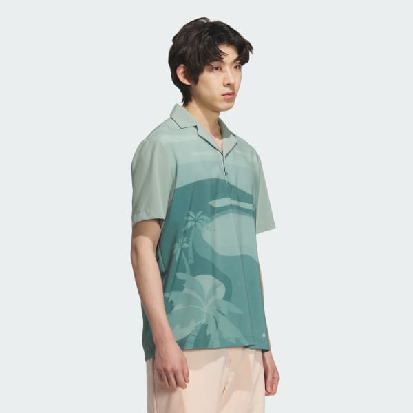 Green PG Allover Print Short Sleeve Polo Shirt