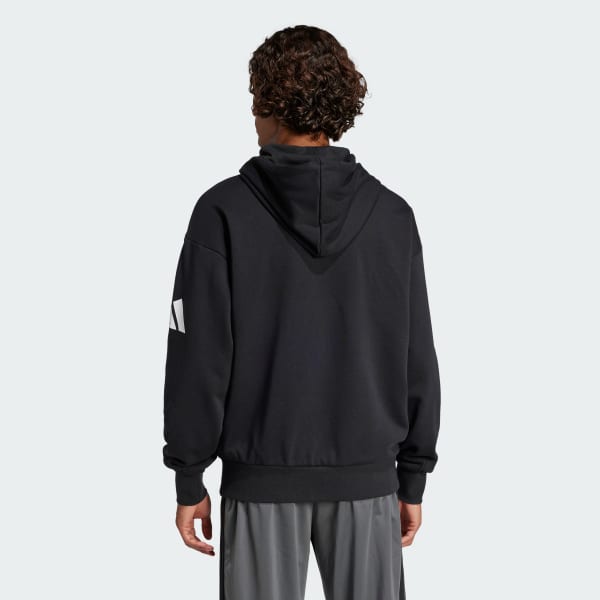 Schwarz Essentials Loose-Fit 3-Streifen Logo French Terry Hoodie