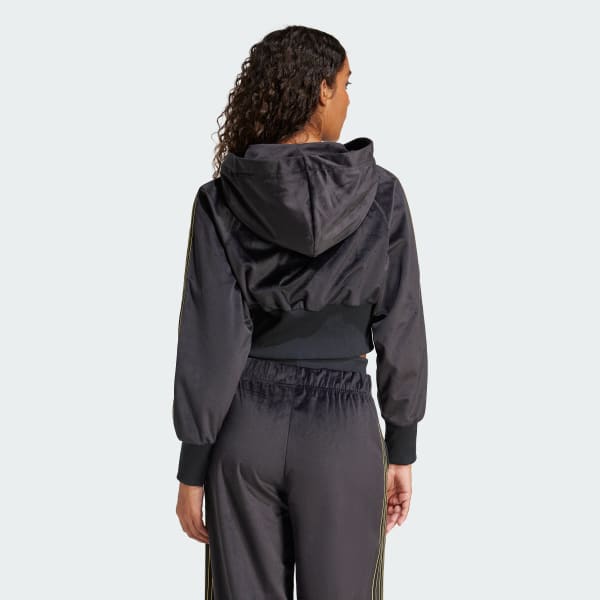 Black 벨루어 집 후디 트랙탑