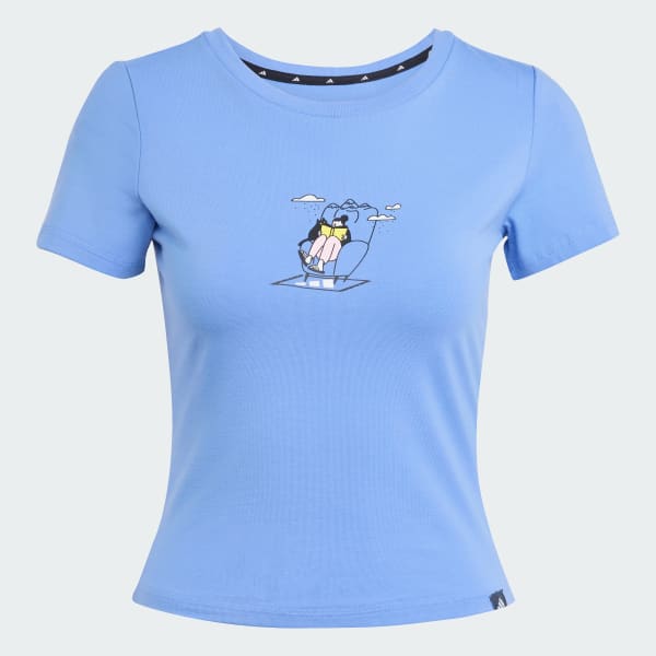 Azul Polo estampado por encima de la cintura con garabato