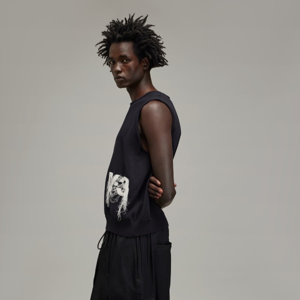 Black Y-3 Logo Knit Vest