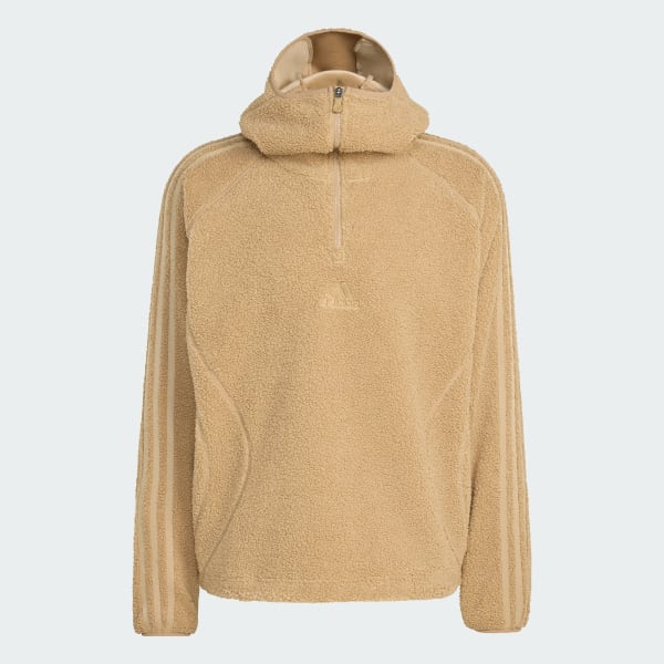 Castanho CAMISOLA COM CAPUZ DE BORG FLEECE COM FECHO A 1/4