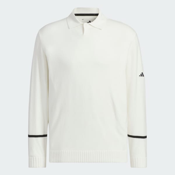 White KNIT POLO SHIRT LONG SLEEVE