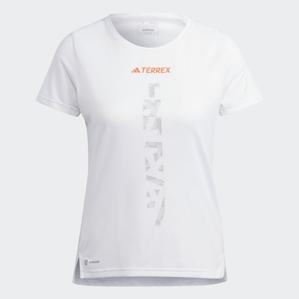 สีขาว เสื้อยืดวิ่งเทรล Terrex Agravic