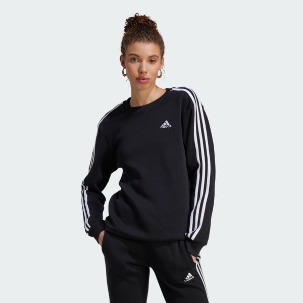 adidas Essentials 3-Stripes Fleece Sweatshirt - Black