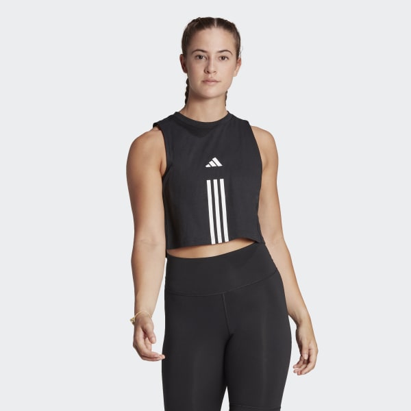 adidas Train Essentials Train Cotton 3 Stripes Crop Tank Top