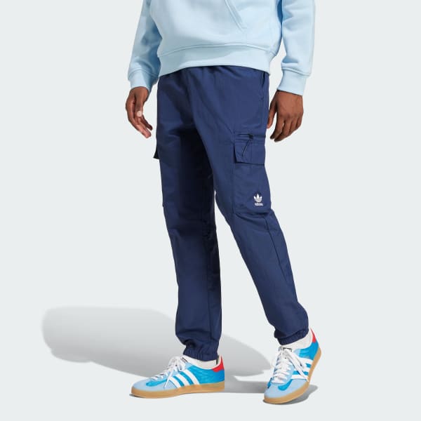 Blue Trefoil Essentials Woven Cargo Tracksuit Bottoms