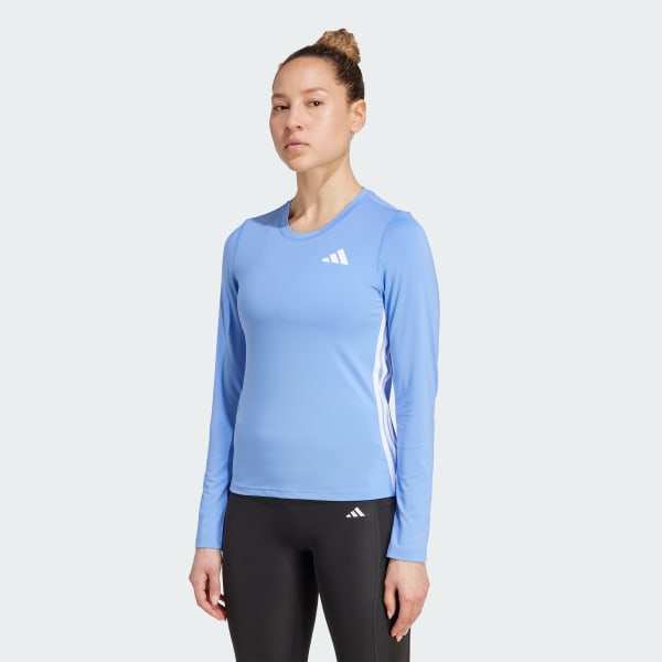 Blue Essentials Long Sleeve 3-Stripes Workout Top