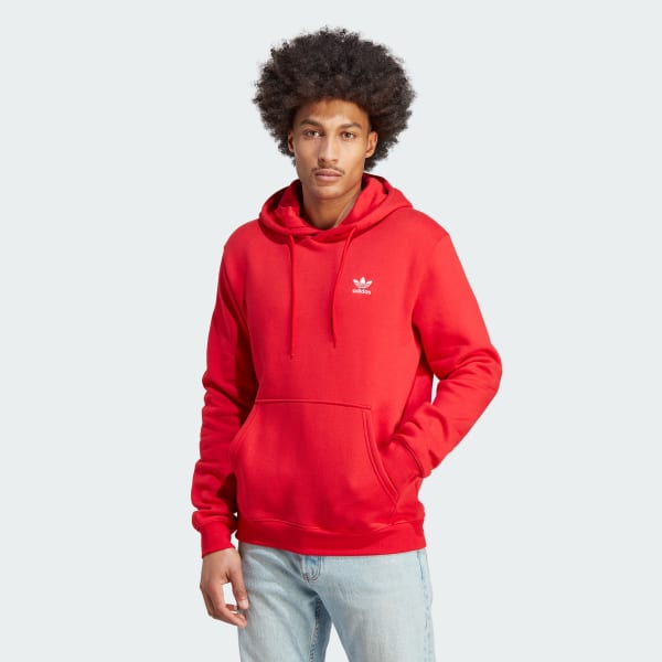 adidas Men's Lifestyle Trefoil Essentials Hoodie - Red | Free Shipping ...