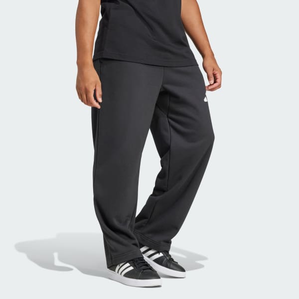 Schwarz Essentials Wide Leg 3 Bar Logo Hose