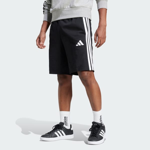 Zwart Essential 3-Stripes Single Jersey Short 10-Inch
