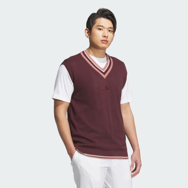 Burgundy V-neck Knit Vest