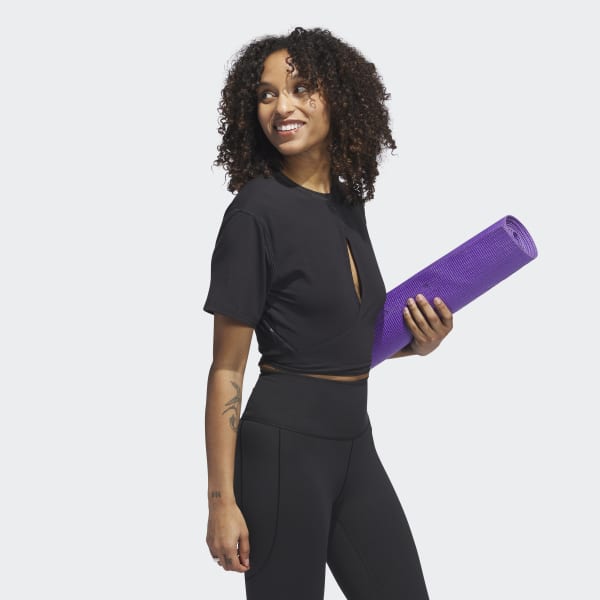 NWT Adidas Womens Knot Tee XS Extra Small Athletic Crop Top Tie Yoga TShirt  Gym