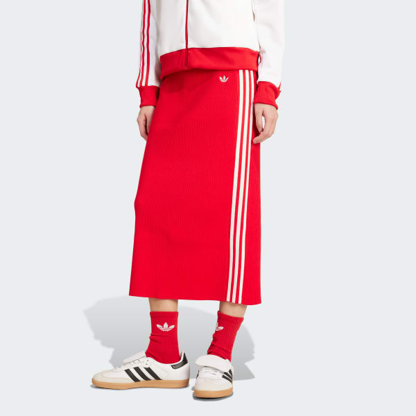 Vermelho Saia Adicolor Malha Três Listras